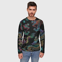 Лонгслив мужской Цветные драконы, цвет: 3D-принт — фото 2