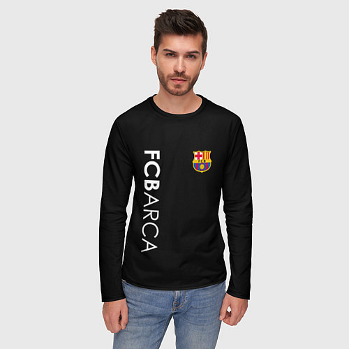 Мужской лонгслив FC BARCA BLACK STYLE / 3D-принт – фото 3