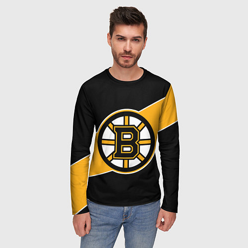 Мужской лонгслив Бостон Брюинз, Boston Bruins / 3D-принт – фото 3