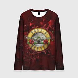 Лонгслив мужской Лого GNR в розах, цвет: 3D-принт