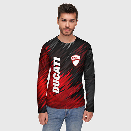 Мужской лонгслив DUCATI RED STYLE MOTOCYCLE / 3D-принт – фото 3