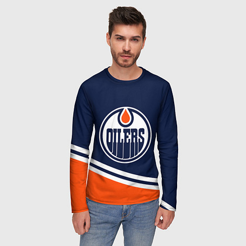 Мужской лонгслив Edmonton Oilers Эдмонтон Ойлерз / 3D-принт – фото 3