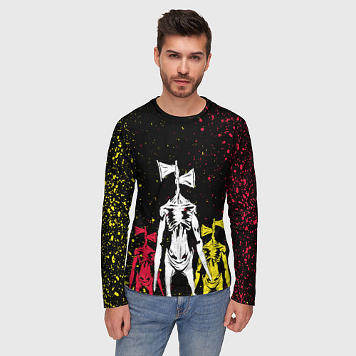 Мужской лонгслив АТАКА СИРЕНЕГОЛОВЫХ / 3D-принт – фото 3