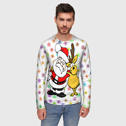 Мужской лонгслив Счастливого всем Рождества / 3D-принт – фото 3