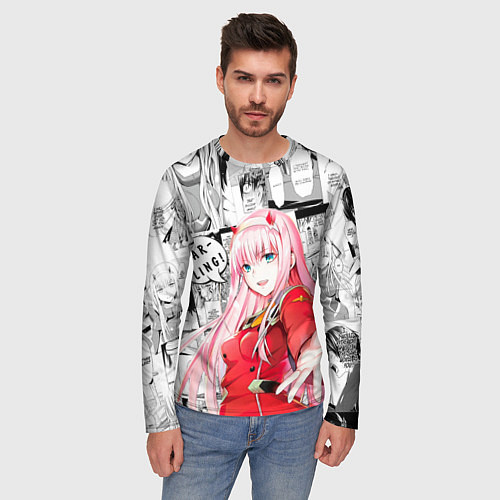 Мужской лонгслив Zero Two Зеро ту на манге фрейм / 3D-принт – фото 3