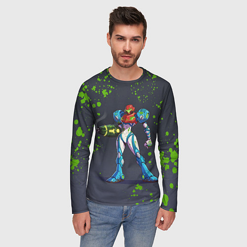 Мужской лонгслив Green Blood Metroid Dread / 3D-принт – фото 3
