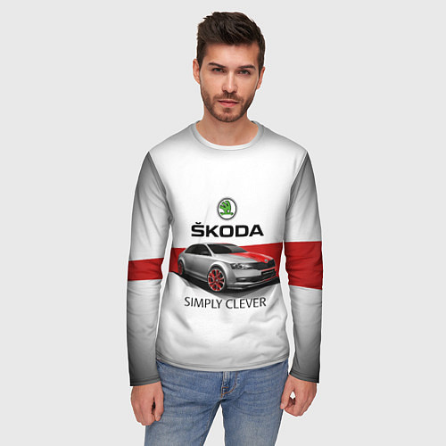 Мужской лонгслив Skoda Rapid Sport / 3D-принт – фото 3