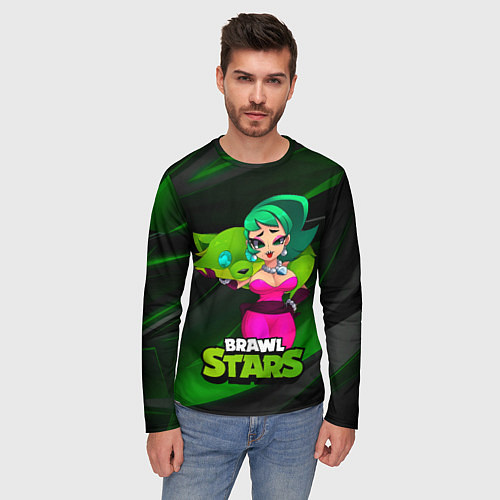 Мужской лонгслив LOLA BRAWLSTARS dark green / 3D-принт – фото 3