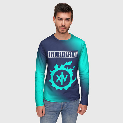 Мужской лонгслив FINAL FANTASY XIV - МЕТЕОР - Градиент / 3D-принт – фото 3