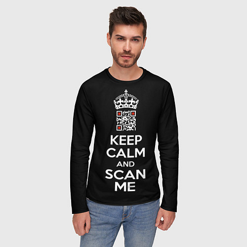 Мужской лонгслив Keep calm and scan me: fuck off / 3D-принт – фото 3