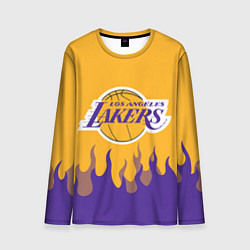 Лонгслив мужской LA LAKERS NBA FIRE ЛЕЙКЕРС ОГОНЬ, цвет: 3D-принт