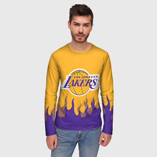 Мужской лонгслив LA LAKERS NBA FIRE ЛЕЙКЕРС ОГОНЬ / 3D-принт – фото 3