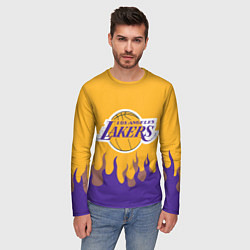 Лонгслив мужской LA LAKERS NBA FIRE ЛЕЙКЕРС ОГОНЬ, цвет: 3D-принт — фото 2