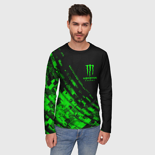 Мужской лонгслив Monster Energy Текстура / 3D-принт – фото 3