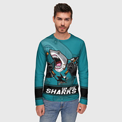 Лонгслив мужской San Jose Sharks, Сан Хосе Шаркс, цвет: 3D-принт — фото 2