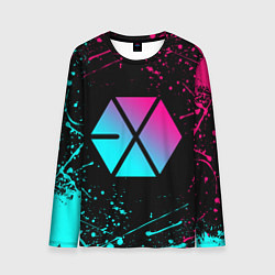 Лонгслив мужской EXO BAND NEON LOGO НЕОНОВЫЕ БРЫЗГИ КРАСОК, цвет: 3D-принт