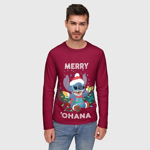 Мужской лонгслив Merry ohana / 3D-принт – фото 3