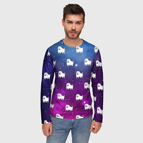 Мужской лонгслив UNDERTALE DOGS PATTERN SPACE / 3D-принт – фото 3