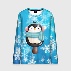 Лонгслив мужской Пингвин - эскимо Новый год, цвет: 3D-принт