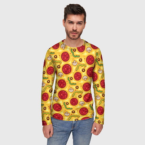 Мужской лонгслив Pizza salami / 3D-принт – фото 3