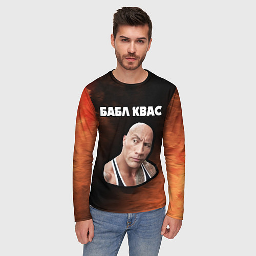 Мужской лонгслив BUBBLE KVASS - СКАЛА Пламя / 3D-принт – фото 3