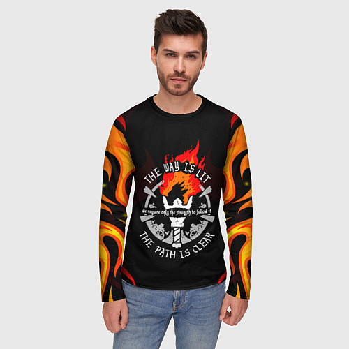 Мужской лонгслив DARKEST DUNGEON FIRE ФАКЕЛ / 3D-принт – фото 3