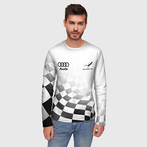 Мужской лонгслив Audi Quattro, Ауди Кватро, Финишный флаг / 3D-принт – фото 3