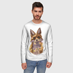 Лонгслив мужской Fox with a garland, цвет: 3D-принт — фото 2