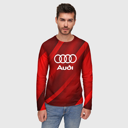 Мужской лонгслив Audi red полосы / 3D-принт – фото 3
