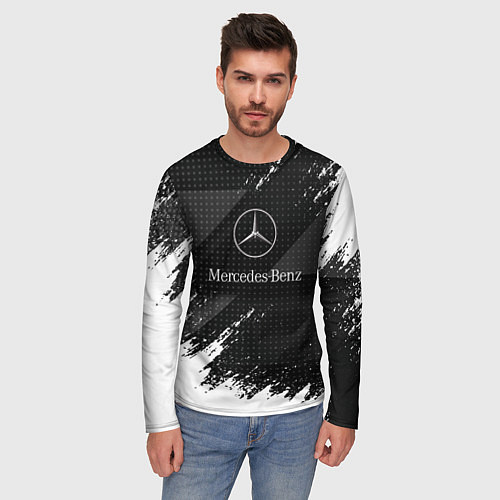 Мужской лонгслив Mercedes-Benz - Темный / 3D-принт – фото 3