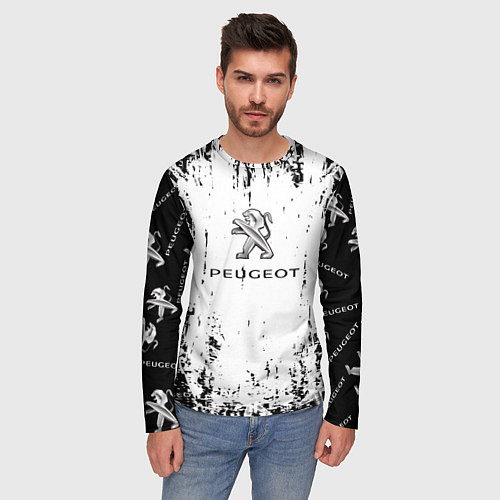 Мужской лонгслив Peugeot паттерн львов / 3D-принт – фото 3