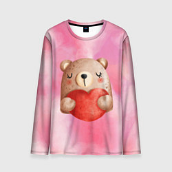 Лонгслив мужской Медвежонок с сердечком День влюбленных, цвет: 3D-принт