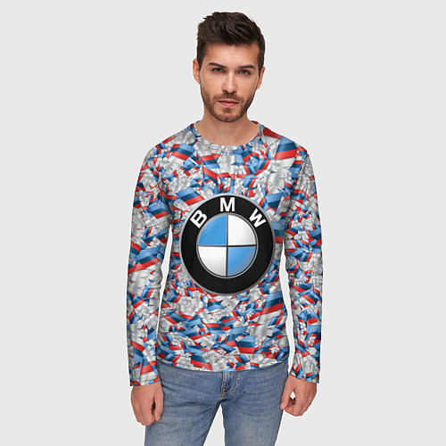 Мужской лонгслив BMW M PATTERN LOGO / 3D-принт – фото 3