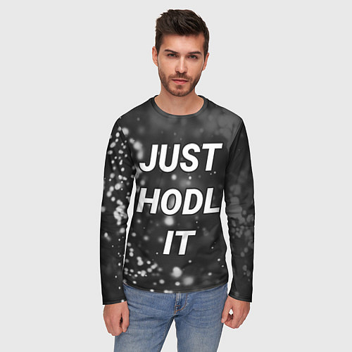 Мужской лонгслив CRYPTO - JUST HODL IT Частицы / 3D-принт – фото 3