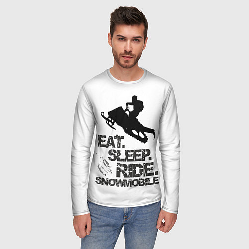 Мужской лонгслив EAT SLEEP RIDE SNOWMOBILE / 3D-принт – фото 3