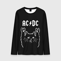 Лонгслив мужской AC DC, Рок кот, цвет: 3D-принт