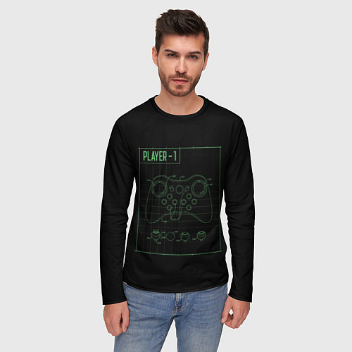 Мужской лонгслив Джойстик Player One / 3D-принт – фото 3