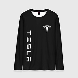 Лонгслив мужской Tesla Тесла логотип и надпись, цвет: 3D-принт