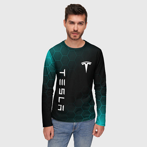 Мужской лонгслив ТЕСЛА TESLA / 3D-принт – фото 3