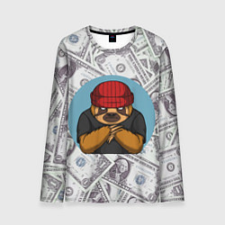 Лонгслив мужской Богатый ленивец Паттерн из долларов, цвет: 3D-принт
