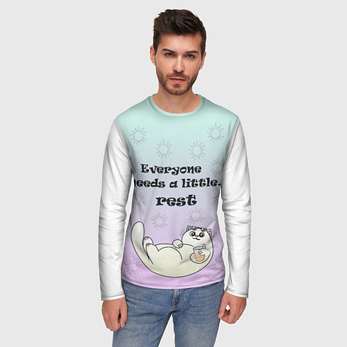 Мужской лонгслив Кот на море / 3D-принт – фото 3