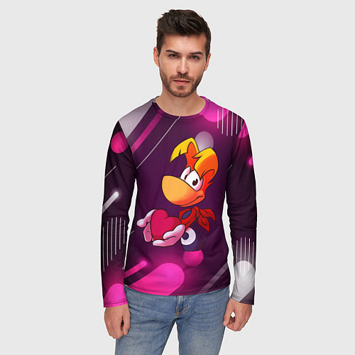 Мужской лонгслив Rayman держит сердце в руках / 3D-принт – фото 3