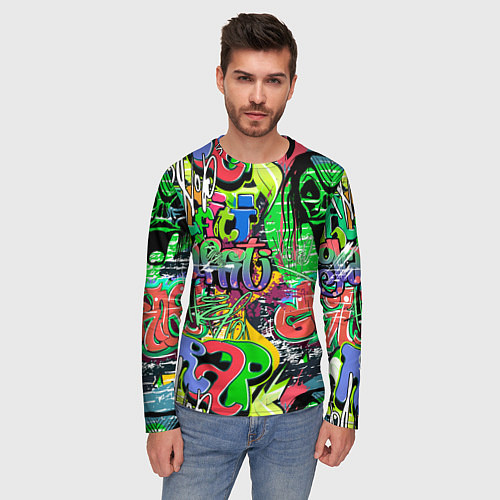 Мужской лонгслив Граффити с черепами / 3D-принт – фото 3