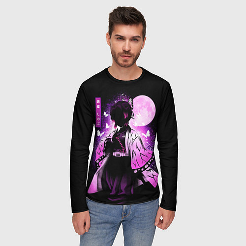 Мужской лонгслив Шинобу Кочо силуэт Клинок рассекающего демона / 3D-принт – фото 3