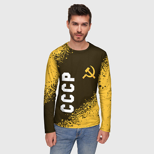 Мужской лонгслив СССР - СЕРП И МОЛОТ - Краска / 3D-принт – фото 3