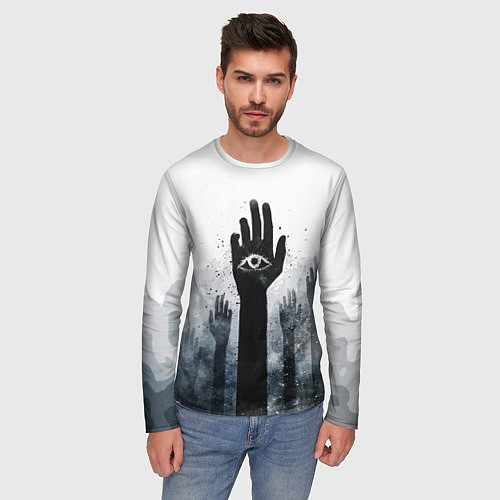 Мужской лонгслив Рука - глаз / 3D-принт – фото 3