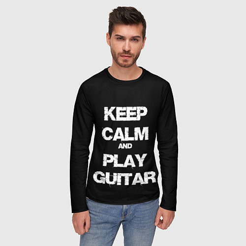 Мужской лонгслив KEEP CALM AND PLAY GUITAR / 3D-принт – фото 3