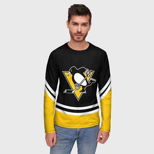 Мужской лонгслив Pittsburgh Penguins Питтсбург Пингвинз / 3D-принт – фото 3
