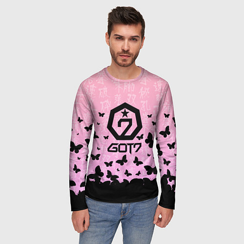 Мужской лонгслив GOT7 БАБОЧКИ / 3D-принт – фото 3