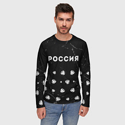 Лонгслив мужской РОССИЯ - ГЕРБ - Гранж, цвет: 3D-принт — фото 2